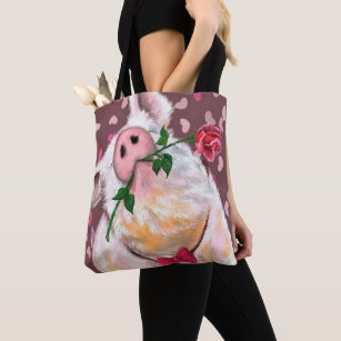 Gentleman Pig - Romantic - Funny Tote Bag