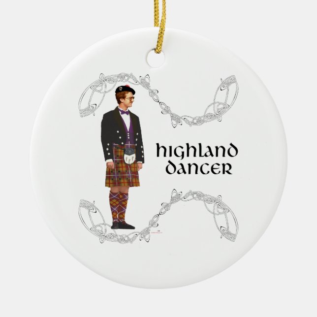 Gentleman Scottish Highland Dancer Ceramic Tree Decoration (Front)