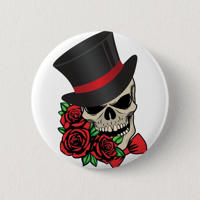 Gentleman Skull 6 Cm Round Badge (Front)