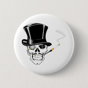 Gentleman Skull 6 Cm Round Badge