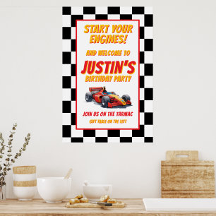 Gentleman Start Your Engines Race Car Birthday Poster