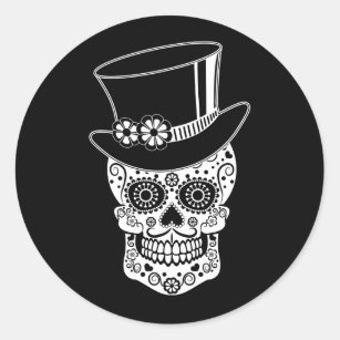 Gentleman Sugar Skull Classic Round Sticker