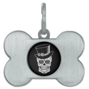 Gentleman Sugar Skull Pet ID Tag