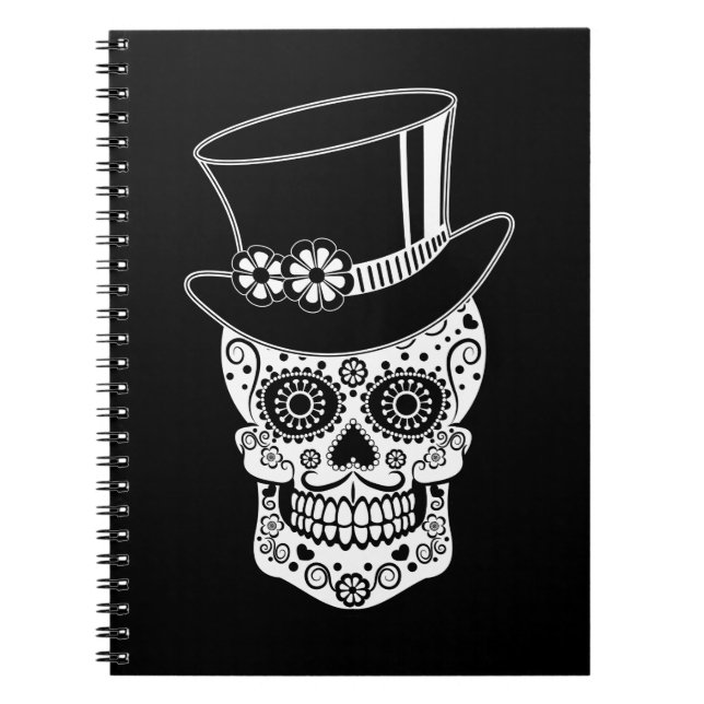 Gentleman Sugar Skull Spiral Notebook (Front)