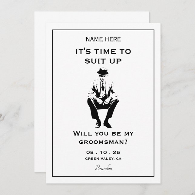 Gentleman suit groomsman  invitation (Front/Back)