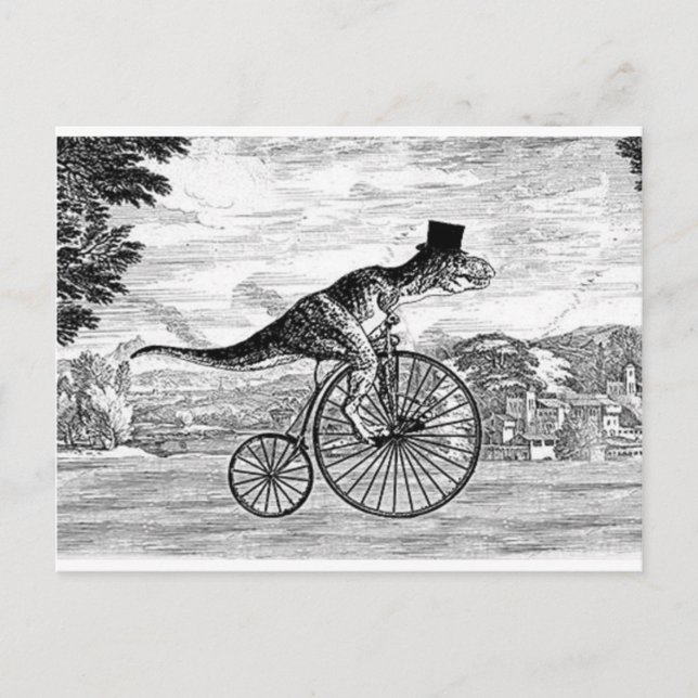 Gentleman T-Rex's Sunday Ride Postcard (Front)