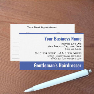 Gentleman's Hairdressers Appointment Card