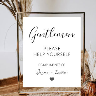 Gentlemen Minimalist Wedding Bathroom Supplies Poster