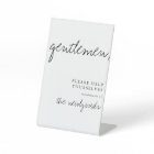 Gentlemen Modern Wedding Bathroom Basket Sign