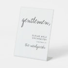 Gentlemen Modern Wedding Bathroom Basket Sign
