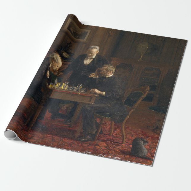 Gentlemen Playing a Game of Chess (Thomas Eakins) Wrapping Paper (Unrolled)