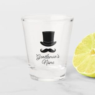 Gentlemen's dapper hat and moustache custom drink shot glass