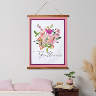Gentleness pink watercolor floral  hanging tapestry