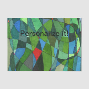 Gently curved shapes in cool green & red accents tissue paper