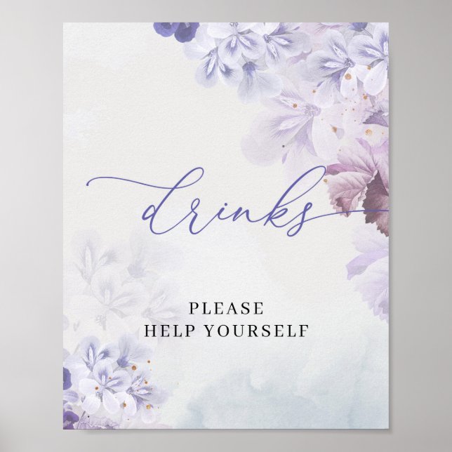 Gently spring purple dusty blue mauve boho drinks poster (Front)