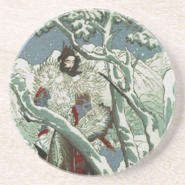 Gentoku Visiting Komei In the Snow (1:3) Coaster (Front)