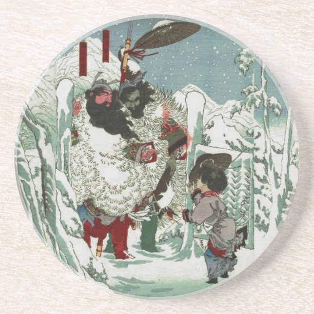 Gentoku Visiting Komei In the Snow (2:3) Coaster (Front)