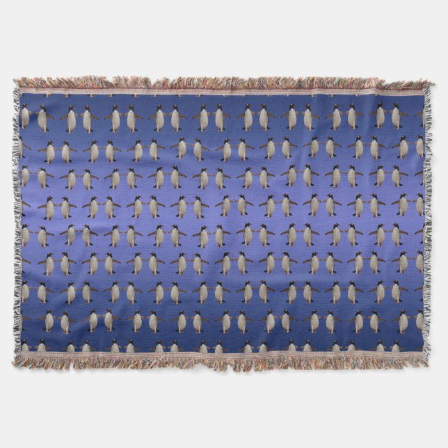 Gentoo Frenzy Throw Blanket (Blue Mix) (Front)