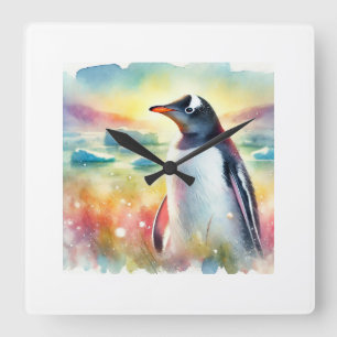 Gentoo Penguin 111024AREF106 - Watercolor Square Wall Clock