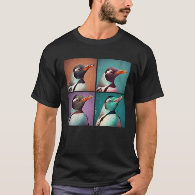 Gentoo Penguin Pop Illustration Colourful Animal T-Shirt (Front)