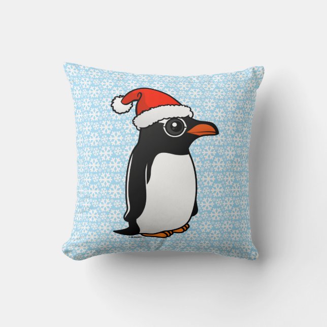 Gentoo Penguin Santa Cushion (Front)