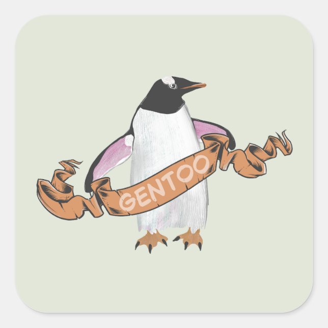 Gentoo penguin square sticker (Front)