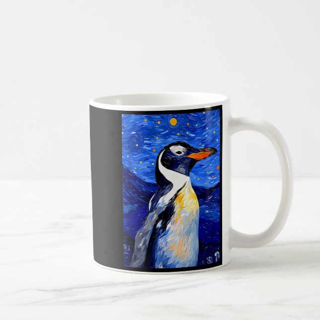 Gentoo Penguin Starry Night Painting Men Women Kid Coffee Mug (Right)