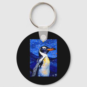 Gentoo Penguin Starry Night Painting Men Women Kid Key Ring