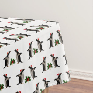 Gentoos and Holly Tablecloth (choose colour)