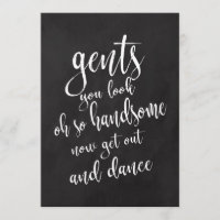 Gents Bathroom Affordable Chalkboard Wedding Sign