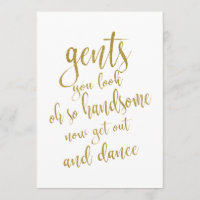 Gents Bathroom Gold Affordable Wedding Sign