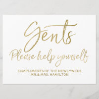 Gents Please help yourself wedding sign