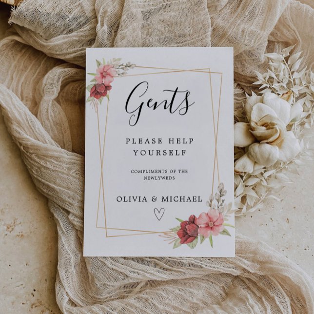 Gents Room Sign Template, Rose Wedding Invitation (Gents Room Sign Template, Rose Wedding Invitation)