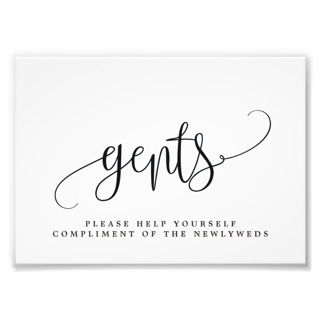 Gents Wedding Bathroom Sign Choose Your Size (Front)