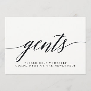 Gents Wedding Bathroom Sign - Modern Script Announcement