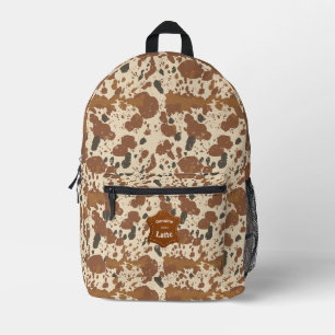 Genuine 100% Latte    Cowhide Coffee Aesthetic Printed Backpack