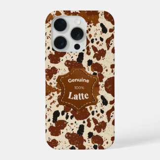 Genuine 100% Latte Cowhide Pattern | Neutral iPhone 15 Pro Case
