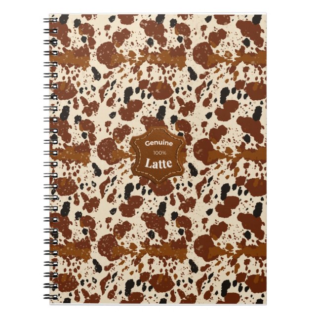 Genuine 100% Latte Cowhide Pattern | Neutral  Notebook (Front)