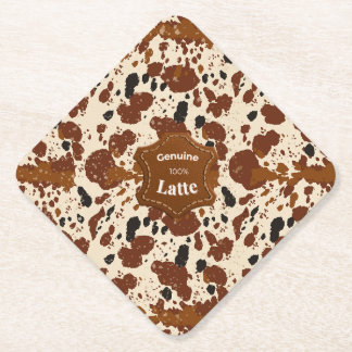 Genuine 100% Latte Cowhide Pattern | Neutral Paper Coaster