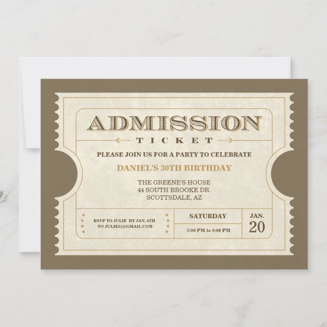 Genuine Admission Ticket Invitations (Front)