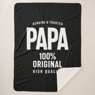 Genuine and Trusted Papa   Father Gift Sherpa Blanket