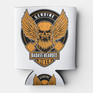 Genuine badass beareded biker can cooler