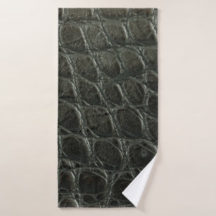 Genuine black alligator leather texture, close up bath towel
