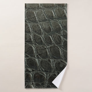 Genuine black alligator leather texture, close up  bath towel