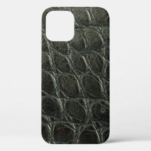 Genuine black alligator leather texture, close up  iPhone 12 case