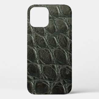 Genuine black alligator leather texture, close up  iPhone 12 case