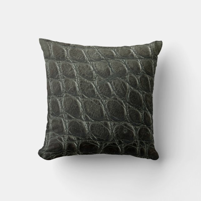 Genuine black alligator leather texture, close up  cushion (Front)