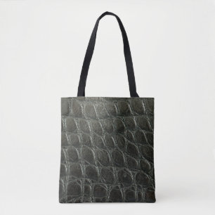 Genuine black alligator leather texture, close up  tote bag
