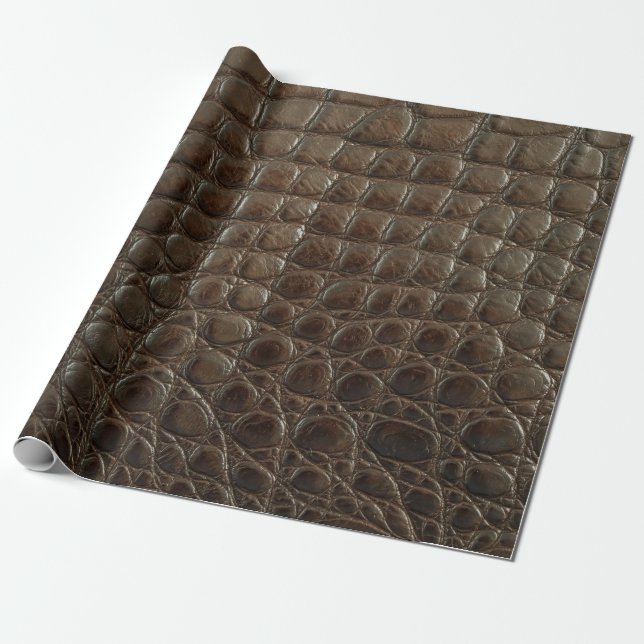 Genuine brown alligator leather, close up to show  wrapping paper (Unrolled)