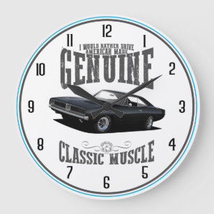 Genuine Classic Muscle in Black Large Clock